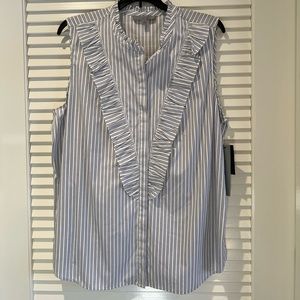 Classiques Entier Blue and White Button Down Tank
